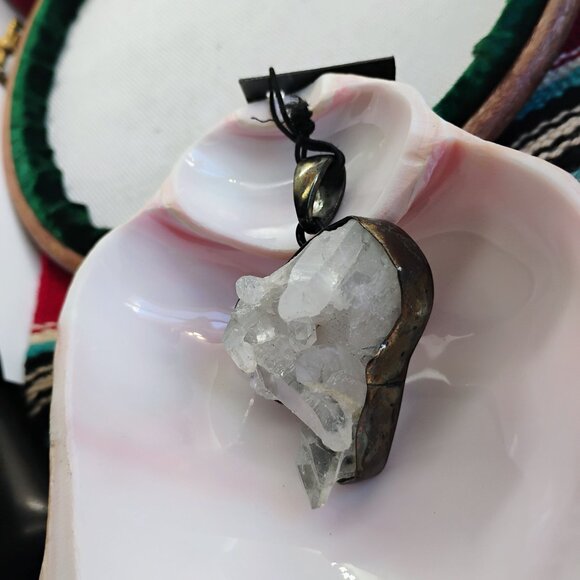 OOAK Charles Albert Sterling Silver Raw Quartz Crystal Cluster Pendant - Picture 6 of 11